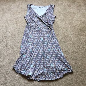 Blue platypus surplice wrap top sleeveless dress